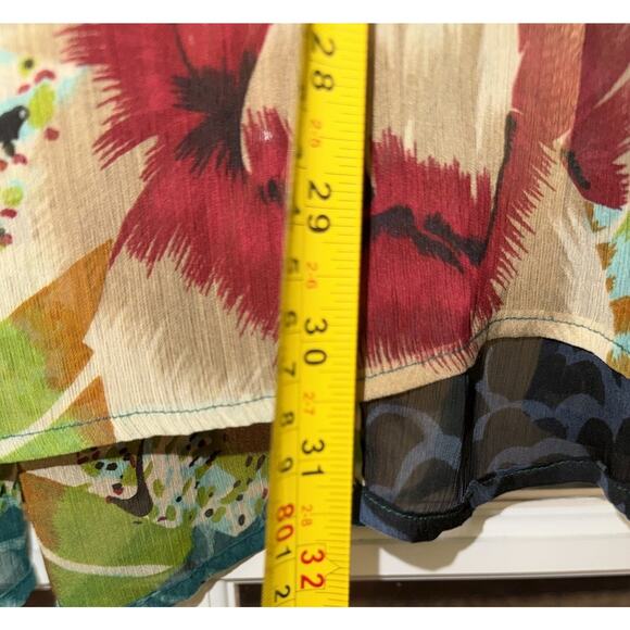 Coldwater Creek Sleeveless Vest Open-Front sheer Green Floral Pattern - Picture 4 of 6